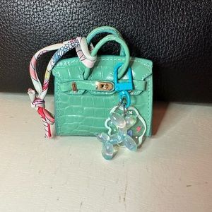 Mint green croc mini handbag